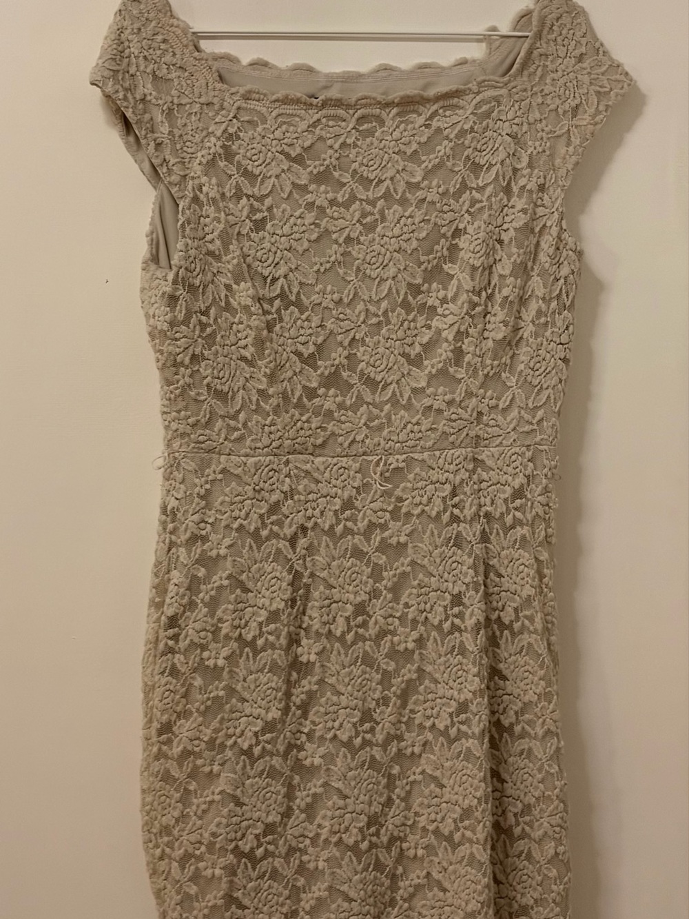 connected apparel Beige Lace Midi Dress